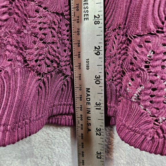 Catherines Womens 3X Plum Lacy Overlay Tunic Top Peek a boo Sleeves Flowy Fit - Picture 5 of 11